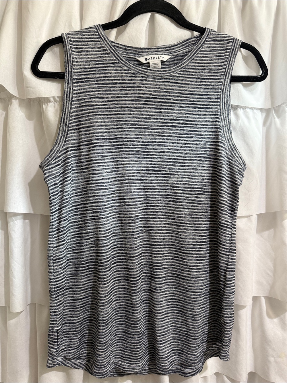 Athleta Navy and White Striped Knit Tank